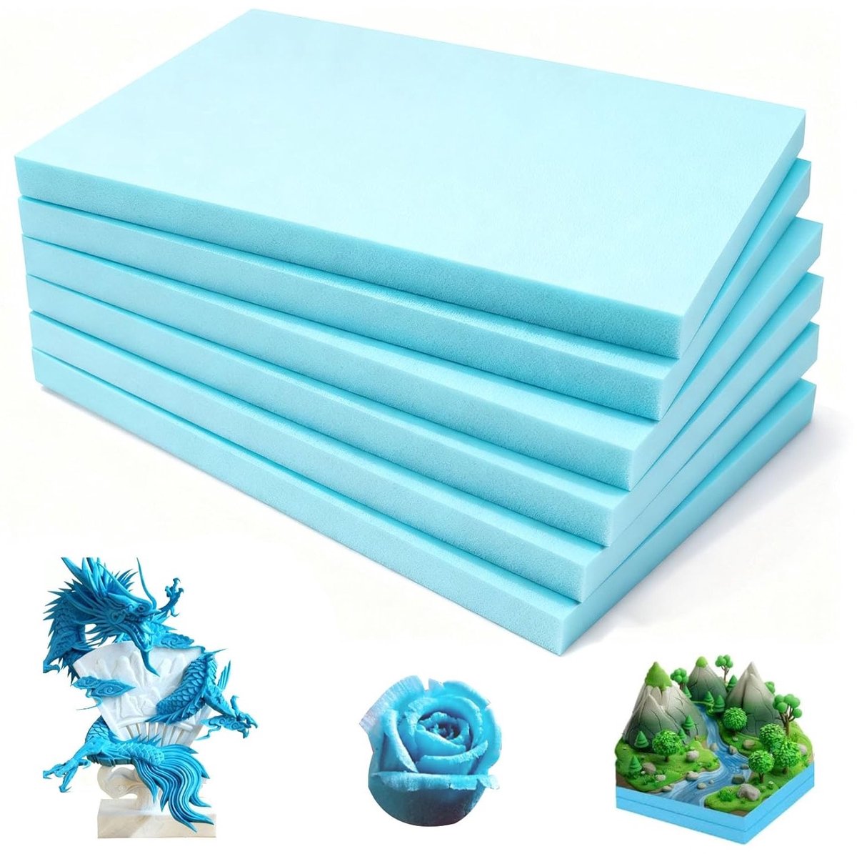 Set van 6 harde schuimplaten 30 x 20 x 2 cm, hoogwaardig modelleer materiaal voor DIY, diorama's en knutselen