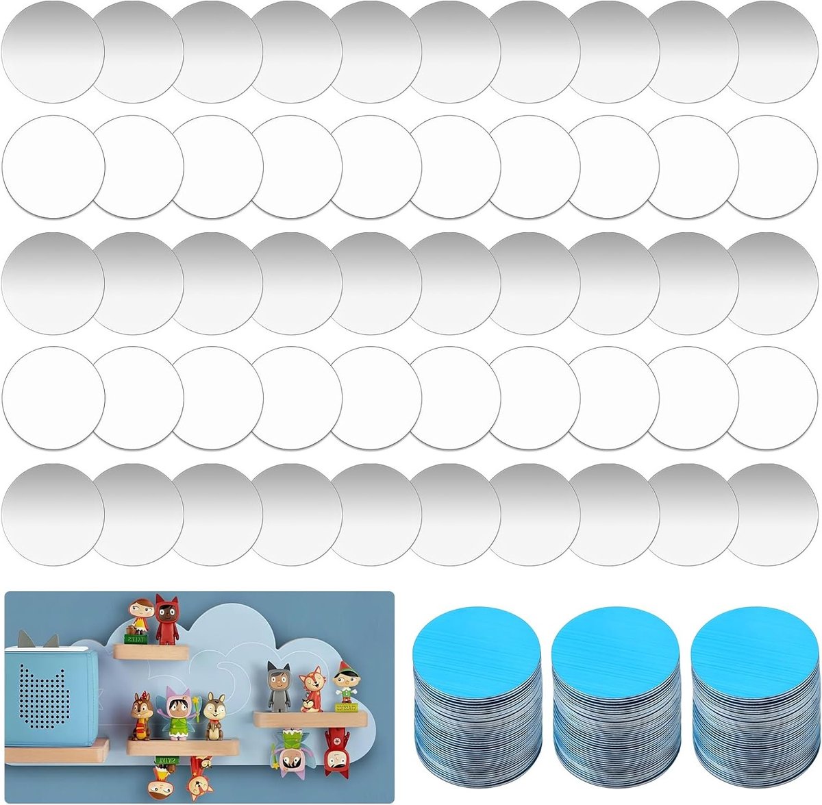 Set van 150 Zelfklevende Metaalplaten voor Tonie Figuren - Dunne 20 mm Magnetische Platen voor Creatieve Projecten en Speelgoed