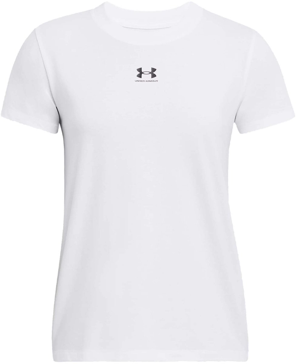 Under Armour UA Rival Core SS-WHT Dames Sportshirt - Wit - Zwart