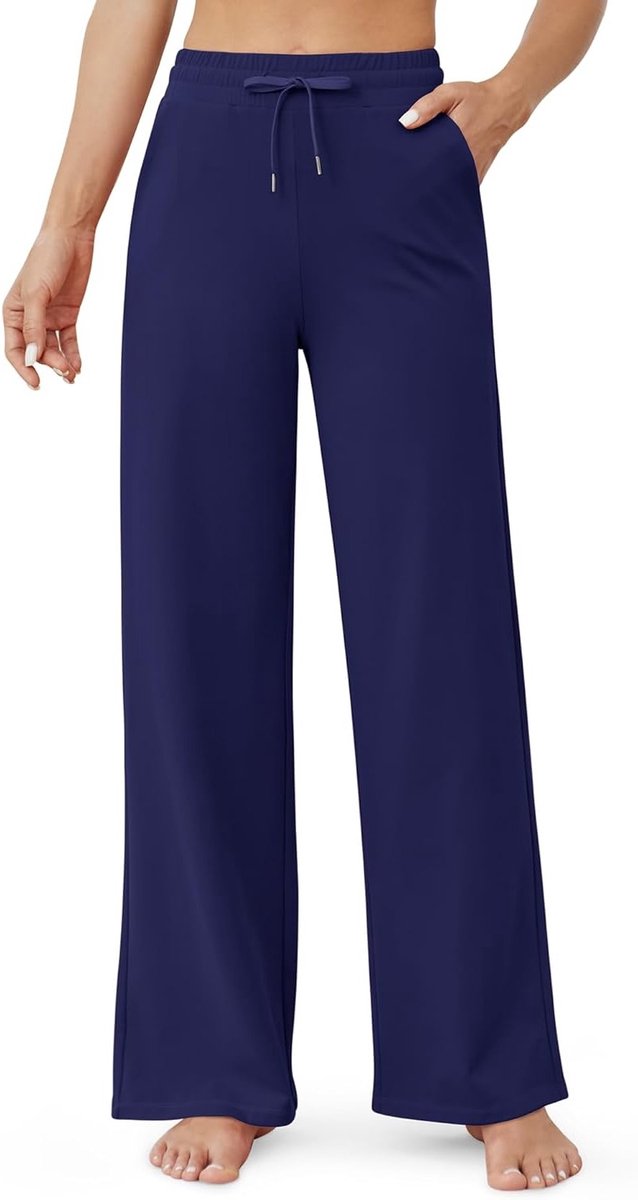 Dames Wijde Leg Yoga Broek - Losse Casual Joggingbroek met Touwtjes en Zakken voor Comfortabel Sporten en Vrije Tijd, Maten S/M/L