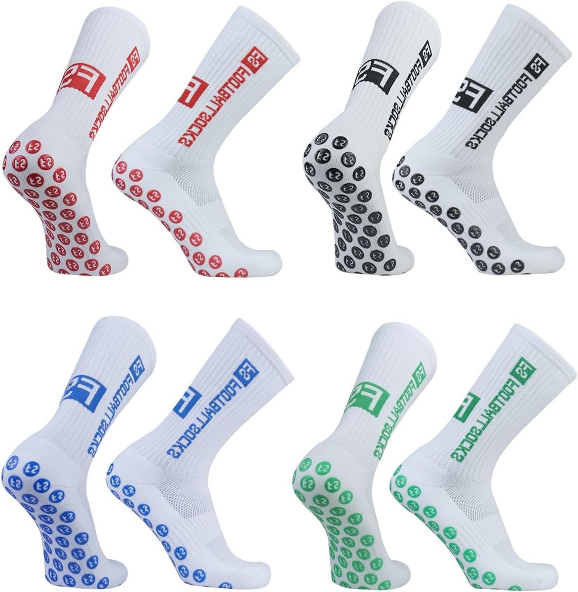 Comfortabele Voetbalsokken voor Mannen en Vrouwen - Antislip, Ademend en Zweetabsorberend, Maten 39-46, Beschikbaar in Zwart, Rood, Groen en Blauw