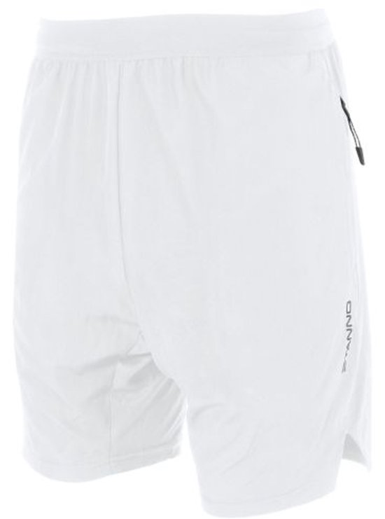 Witte sportbroek met ritszakje op de achterkant en logo.