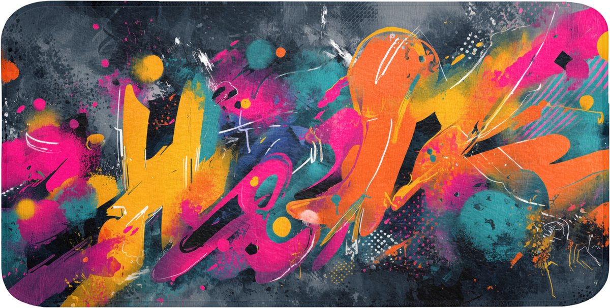 Badmat 120x60 cm - Antislip - Abstract - Graffiti - Kleurrijk - Verfspatten - Badmatten voor badkamer - Badkamermat - Douchemat - Badkamer mat
