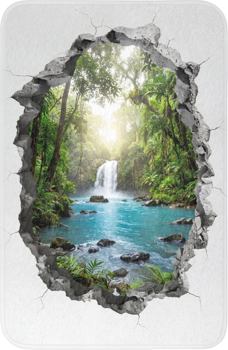 WC mat 40x60 cm - Antislip - Waterval - Doorkijkje - Natuur - Toiletmat - Vloermat - Douch