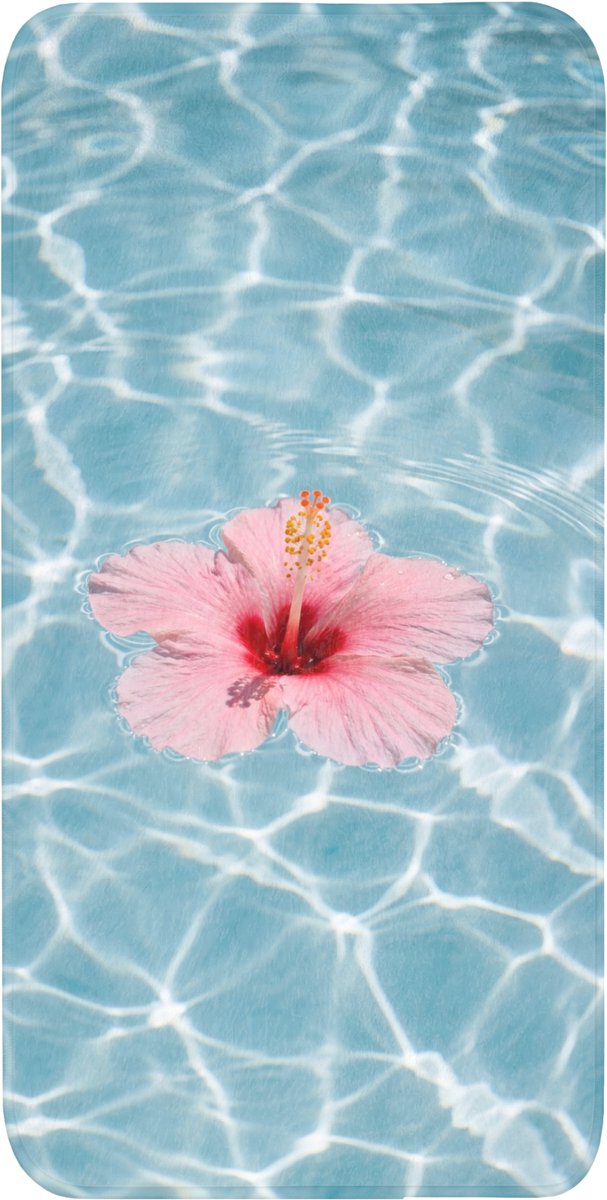 Badmat 60x120 cm - Antislip - Hibiscus - Water - Roze - Badmatten voor badkamer - Badkamermat - Douchemat - Badkamer mat