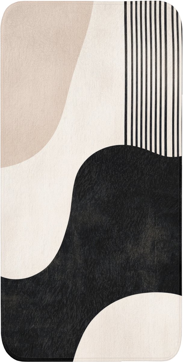 Badmat 60x120 cm - Antislip - Abstract - Japandi - Beige - Modern - Badmatten voor badkamer - Badkamermat - Douchemat - Badkamer mat
