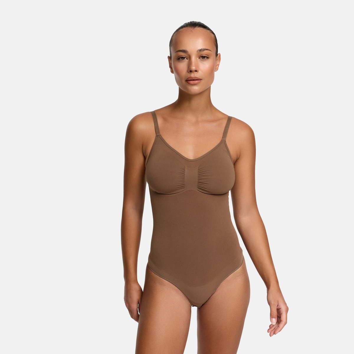 cfab - Bodysuit met corrigerende werking en koordjes - Lavendel - S - Corrigerende Body - Naadlos - corrigerend ondergoed dames