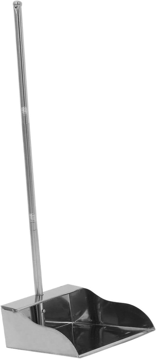 Roestvrijstalen Stoffer - Grote Bak - Buiten Reinigen - Ergonomisch Ontwerp - 70 cm Lengte - Zilver