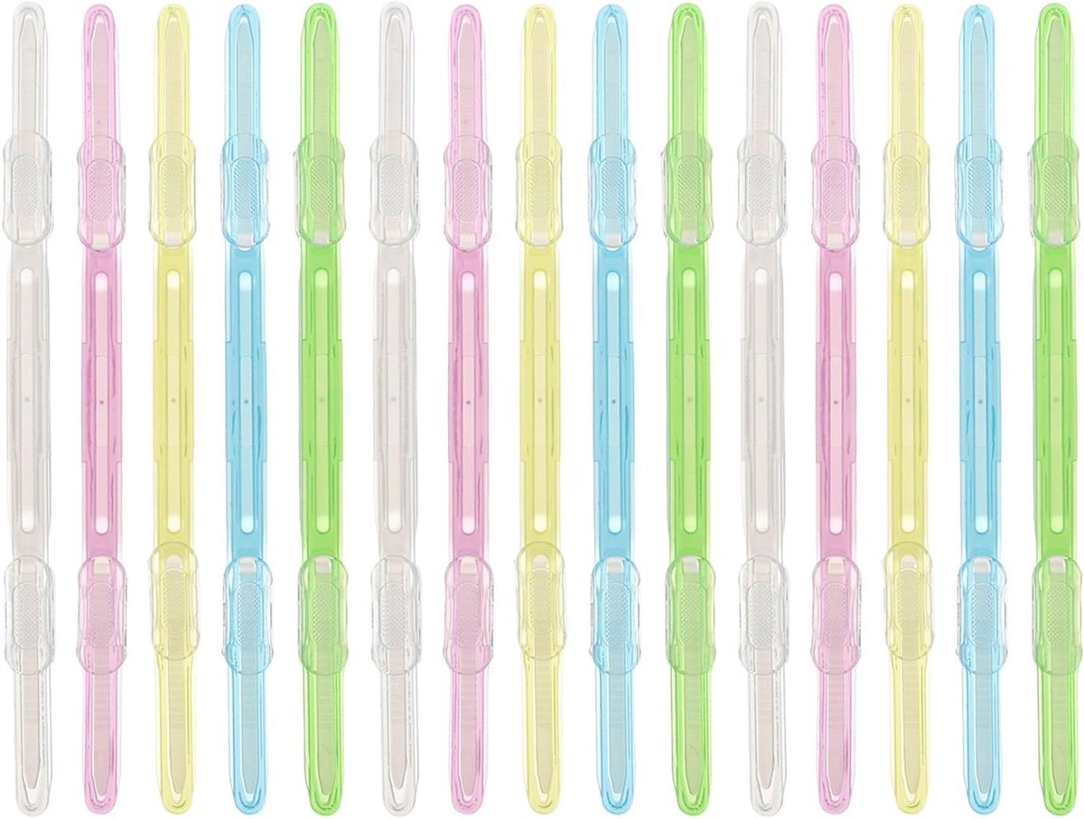 Losbladige Papierklemmen - Plastic Klemmen - Documenten Ordenen - Tweegatsysteem - 15 Stuks - Diverse Kleuren