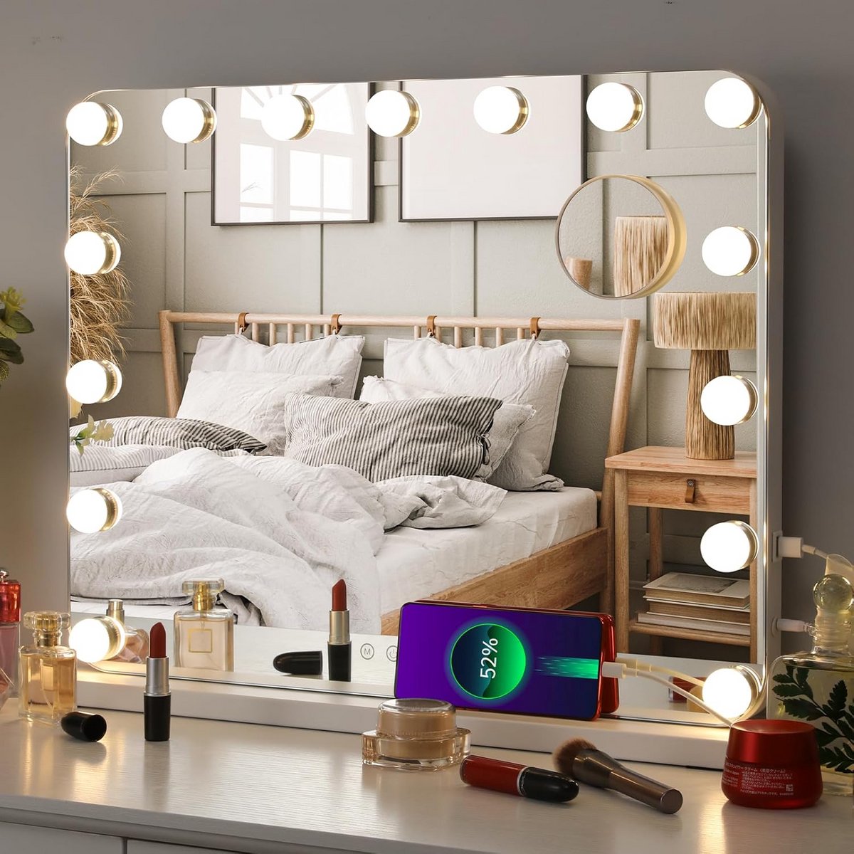 Professionele Make-up Spiegel met Verlichting (58x46 cm) - Drie Lichtkleuren & Dimbaar