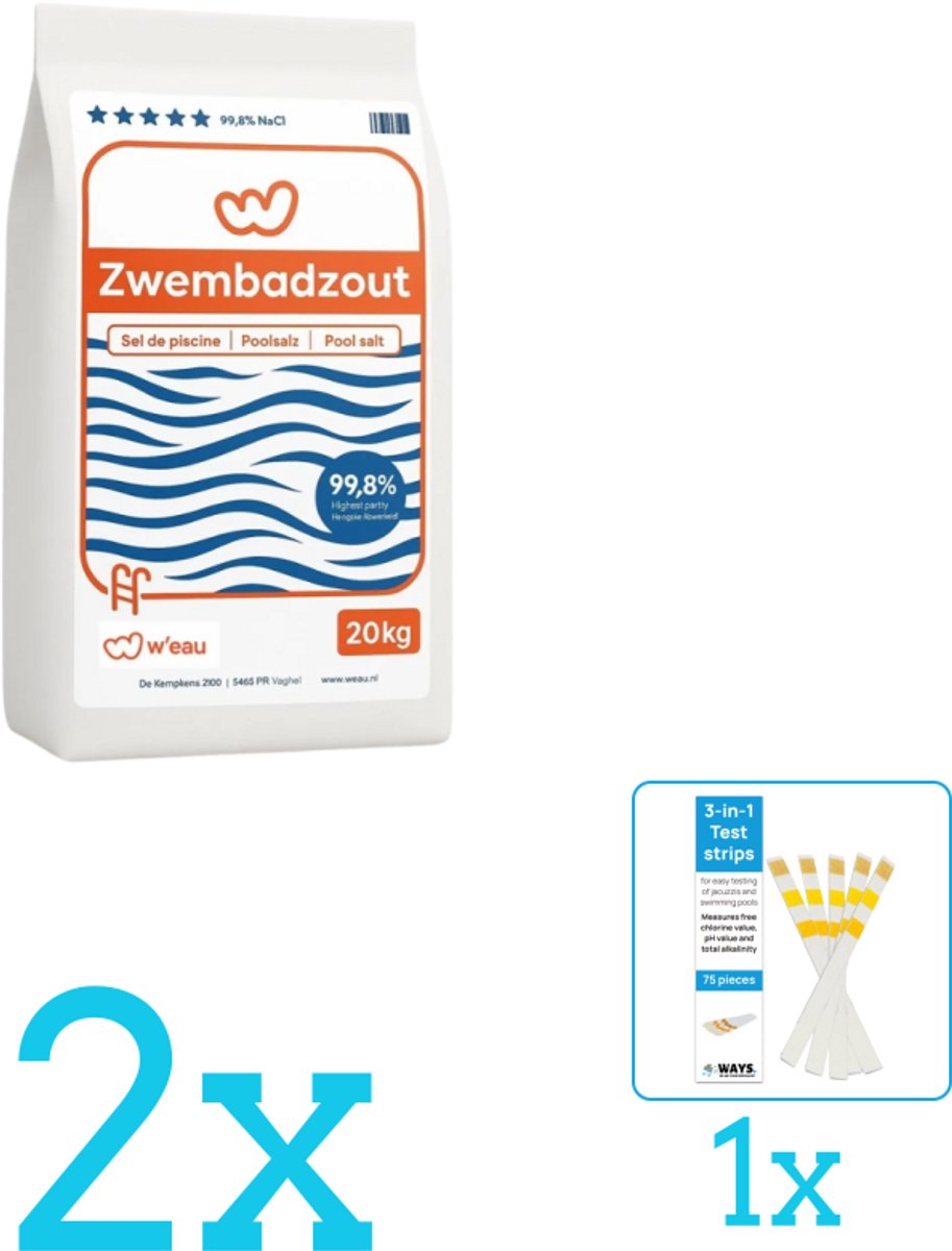 WEAU - Zwembadreinigingsmiddel - Zwembadzout - 20 kg - Volumebundel - Zwembadzout - 2-delig