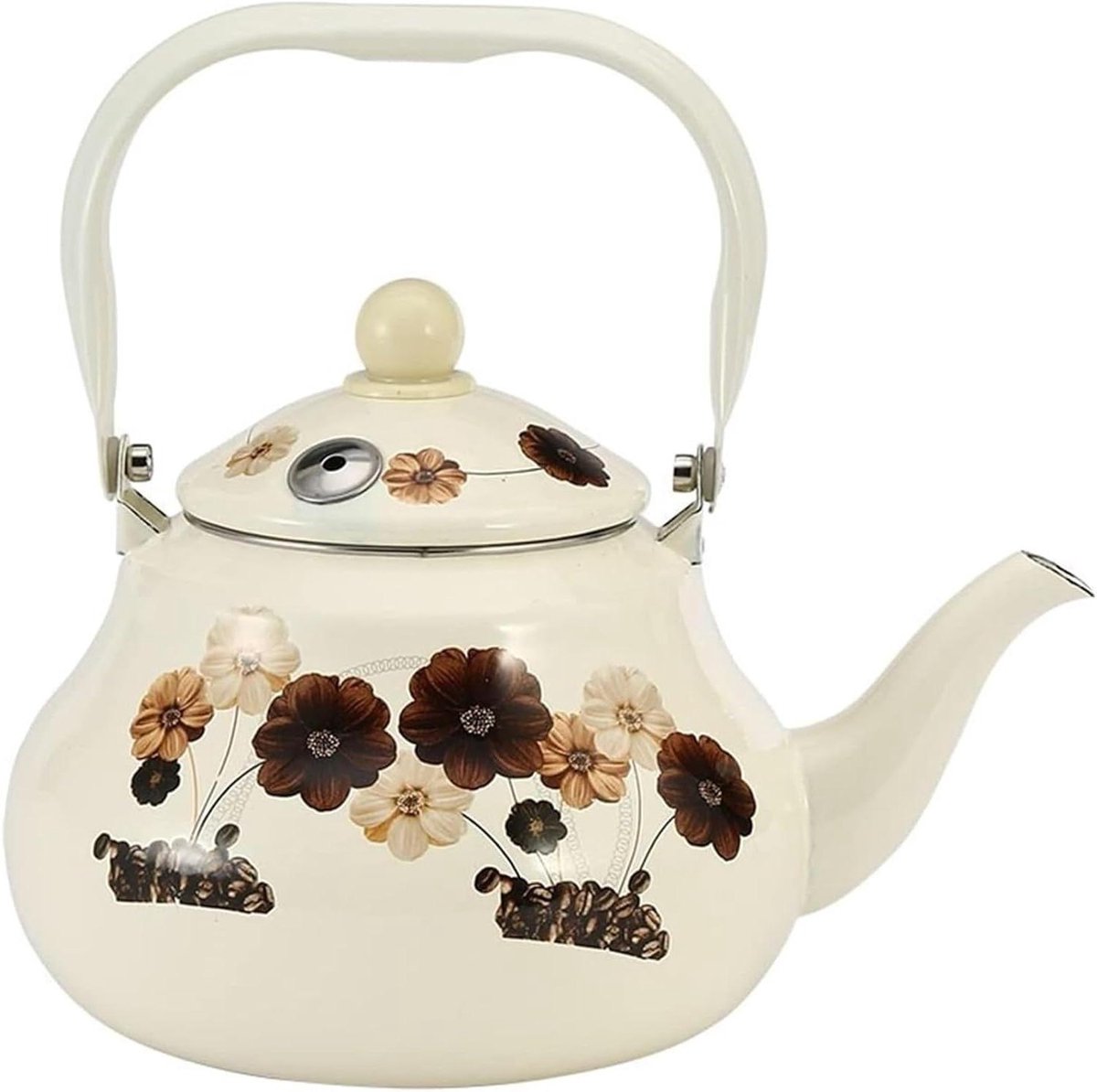 Koffiekan Emaille - Theepot Waterkoker - Water Koken - Ventilatie Gaten - 2 Liter - Wit