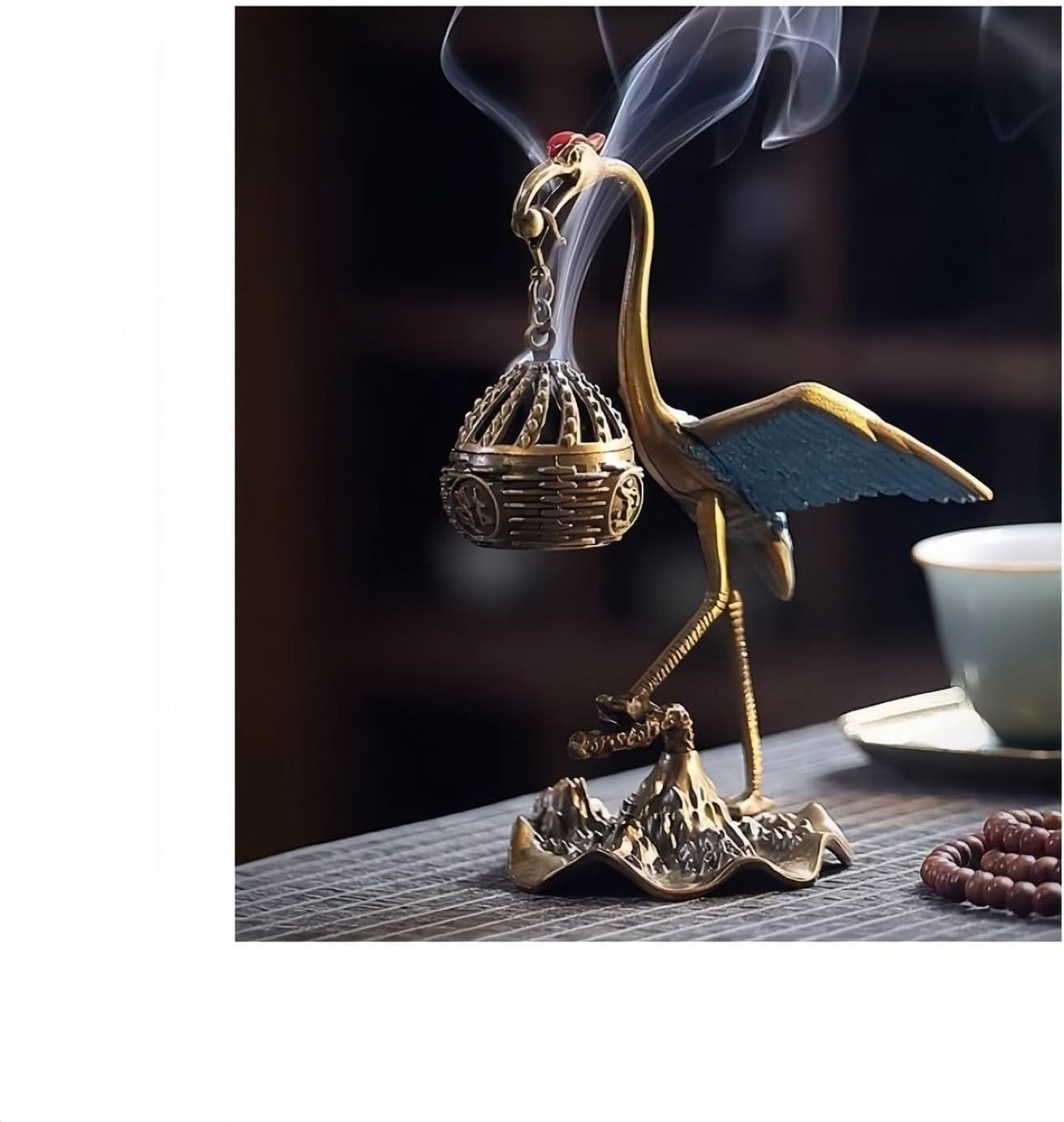 Hangende wierookhouder met kraanvogel design, ideaal voor wierookstokjes en kegelspiralen, Zen decoratie voor woonkamer en slaapkamer, perfect cadeau voor ontspanning