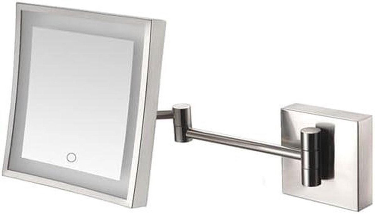 Wand Make-up Spiegel - Vergrotende Spiegel - Make-up Aanbrengen - Verstelbaar LED Licht - 20.3 cm Diameter - Nikkel