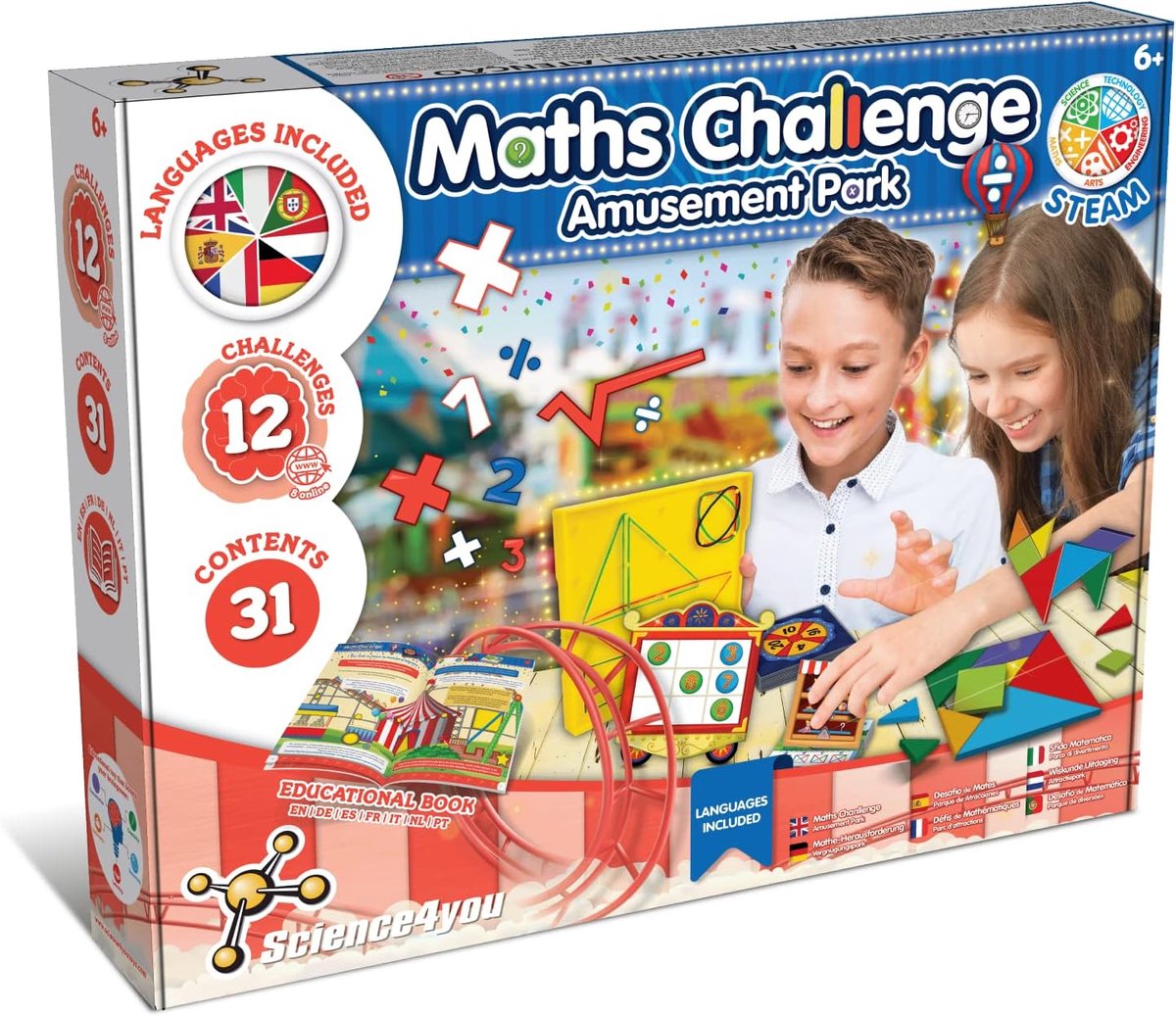 Science4you Wiskundige Uitdaging - Educatieve Spelletjes voor Kinderen 5-8+ Jaar, 12 Montessori Wiskundige Spelletjes