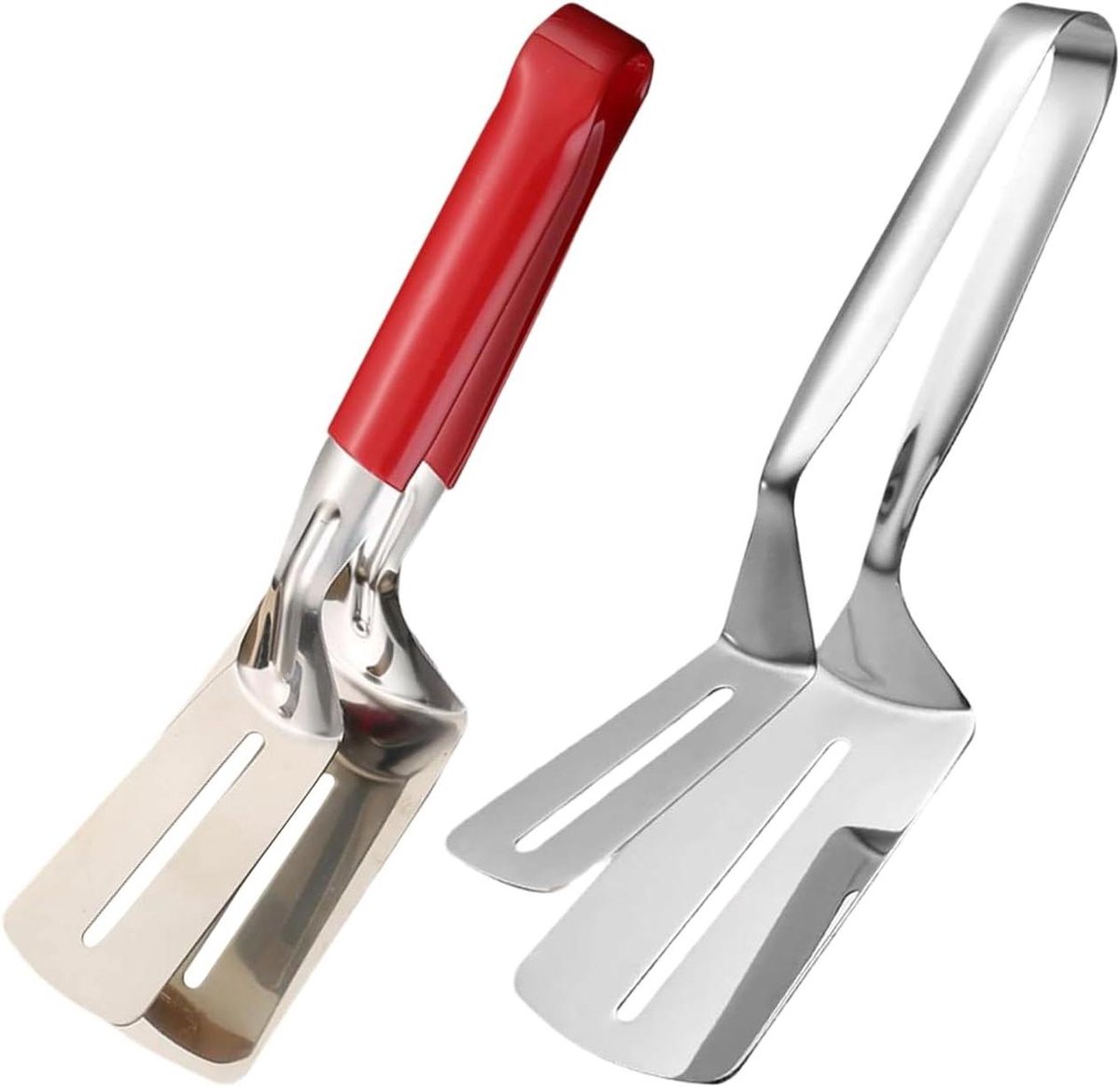 BBQ spatel tang - Kook tang - Grill Gereedschap - Hittebestendig handvat - Set van 2 - Zilver
