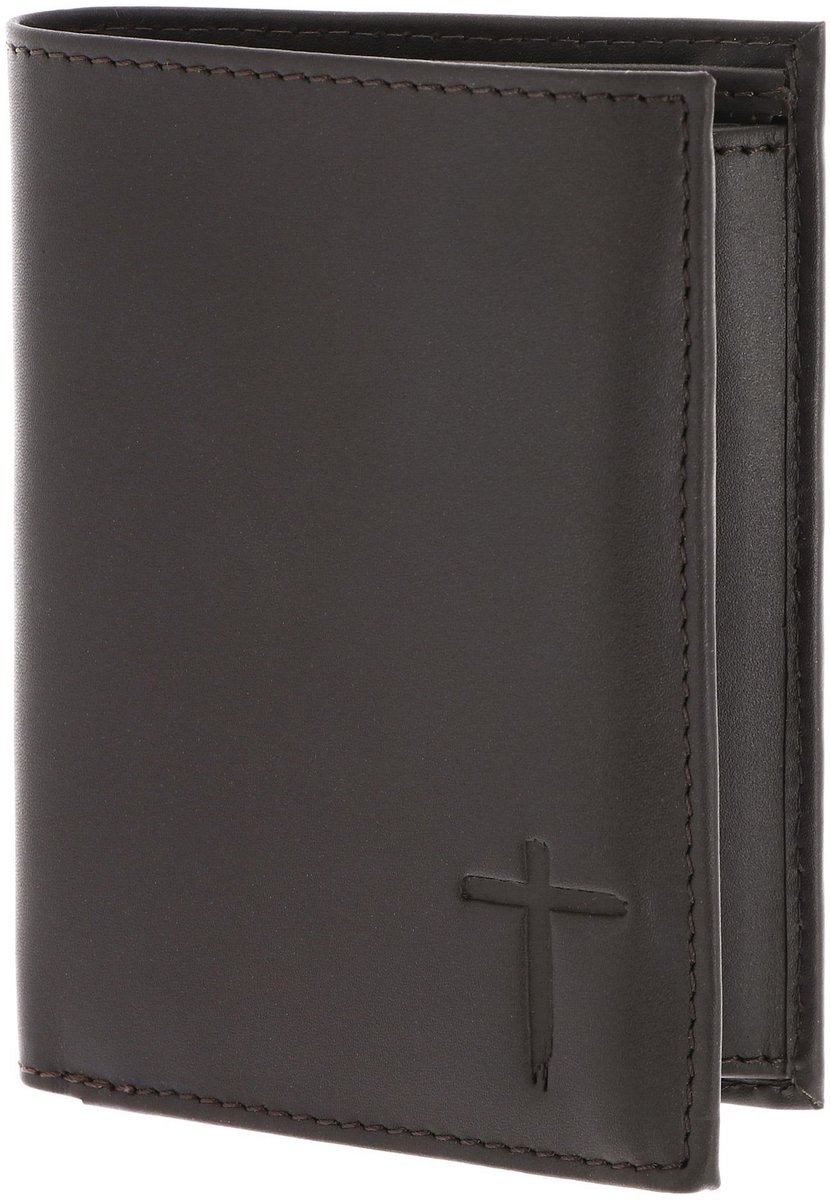 oxmox Leren portemonnee Leather RFID Protect Kombibörse Freedom Cross Embossed Brown donkerbruin