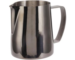 Opschuimkan Melk - Koffiebeker - Latte Art Maken - Morsbestendige Uitloop - 600 Ml - Zilver Zwart