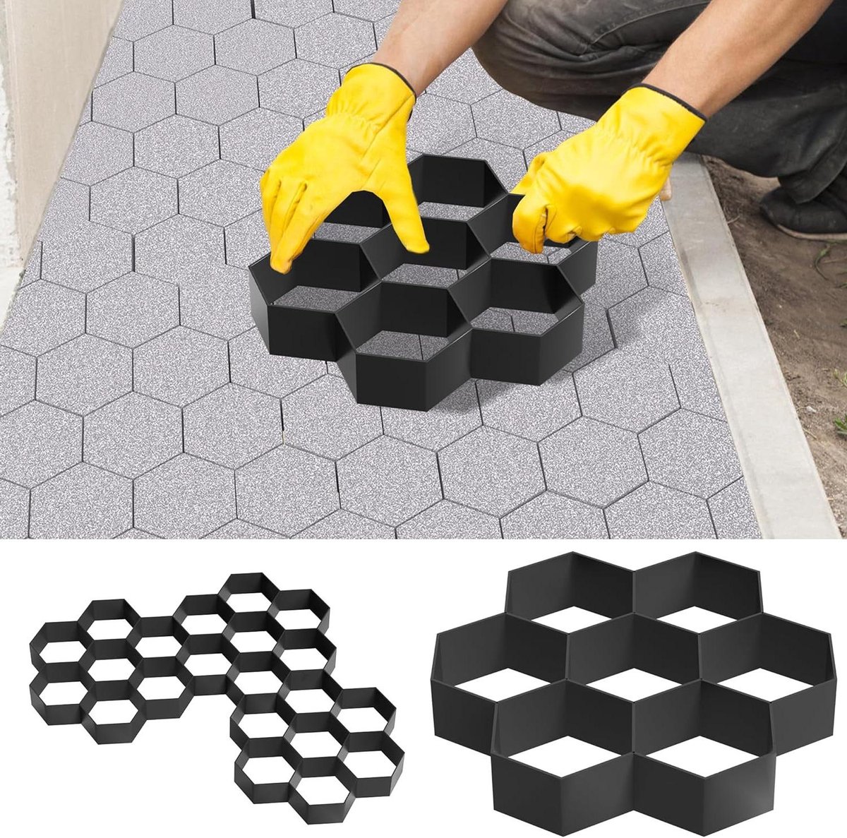 Betonmal voor Tuinpad - Stoeptegel Mal - Tuin Aanleggen - Herbruikbaar Plastic - 29 x 28 x 4.3 cm - Zwart