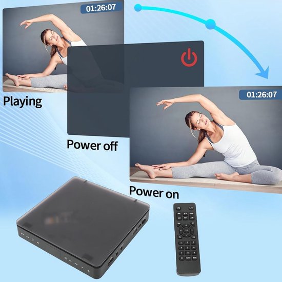 Dvd Speler - Regiovrij Speler - Films Kijken - Foutcorrectie - 15.1 cm - Zwart — afbeelding 3