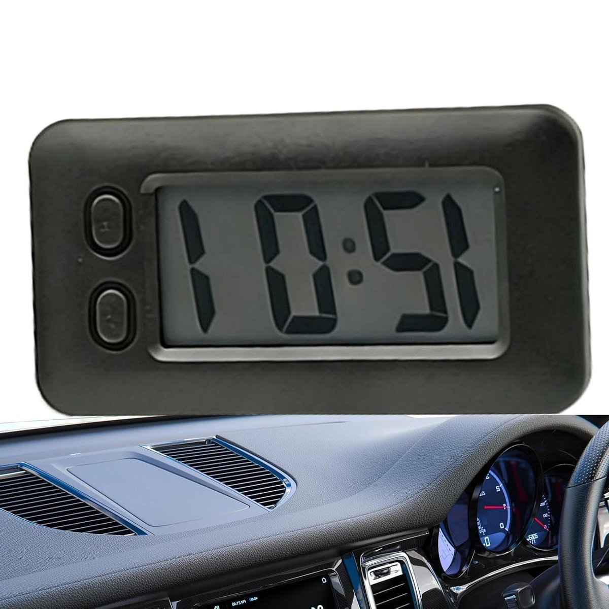 Digitale Dashboard Klok - Wekker Auto - Tijd Monitoren - HD LED Scherm - 8.8 cm - Zwart