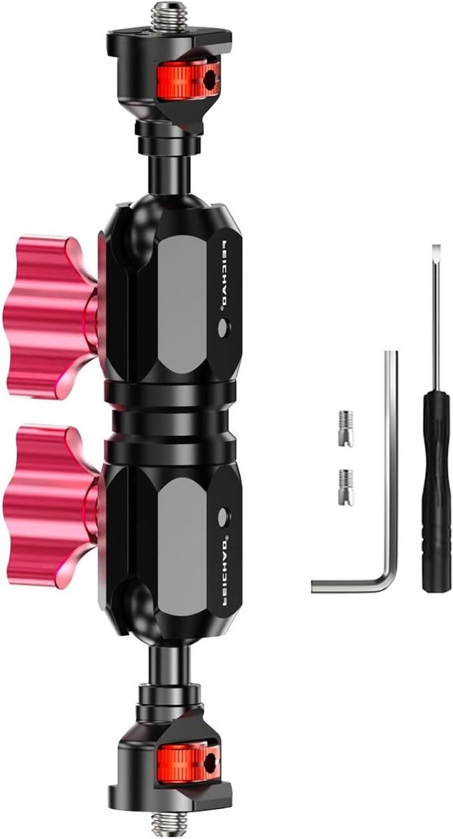Verstelbare Magic Arm met Dual Ball Head voor Camera's en Monitoren - 360 Graden Draaibaar, Geschikt voor Statief en LED Video Lichten