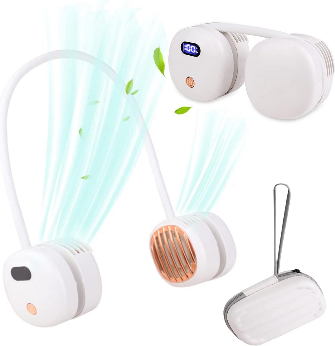 Draagbare Nek Ventilator - Mini USB Fan - Persoonlijke Koeling - Handsfree Hoofdtelefoon Design - 2000mAh Batterij - Zwart