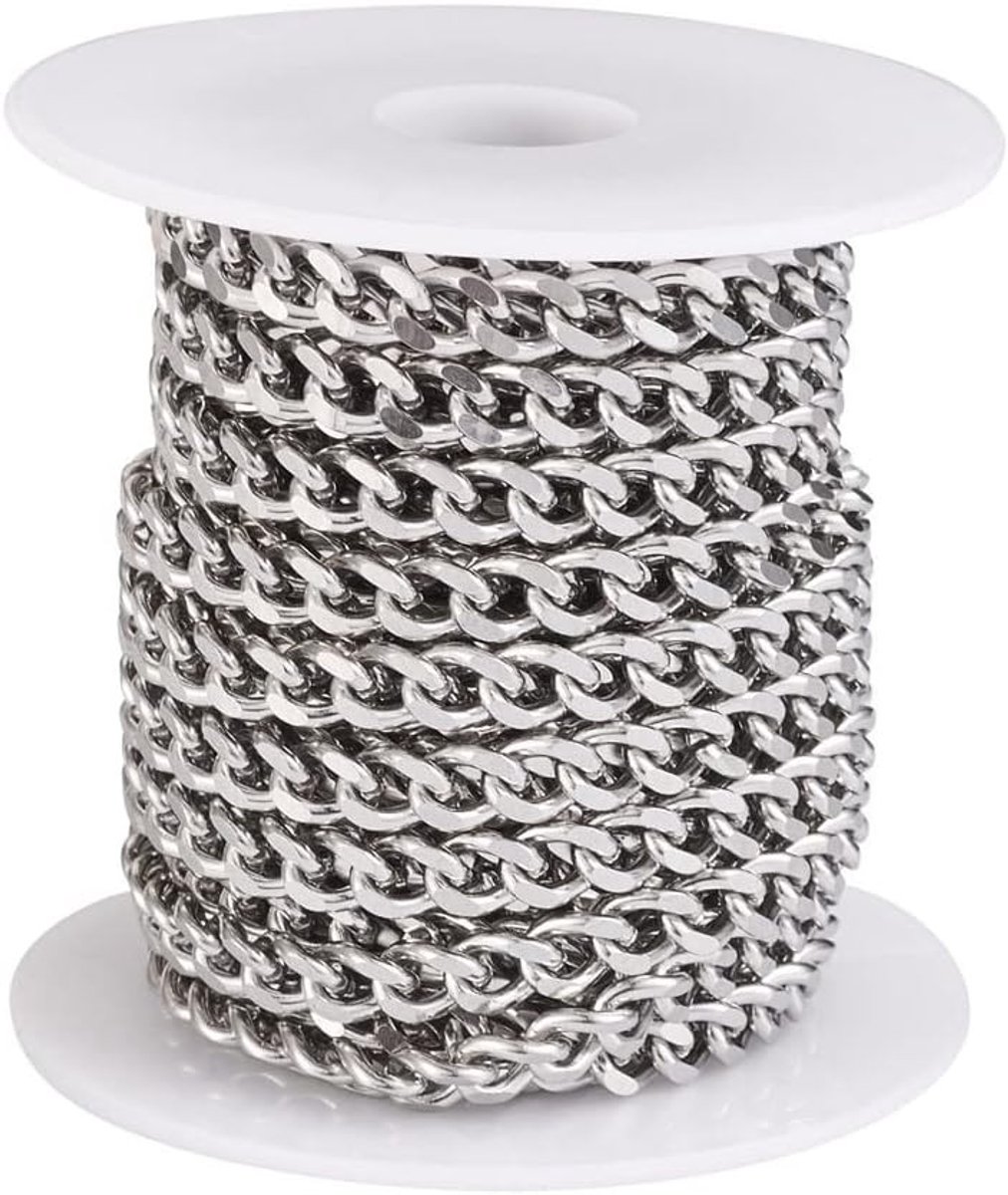 5 Meter RVS Schakelketting Kopplingsschakels voor Sieraden Maken - Dikke Curb Ketting