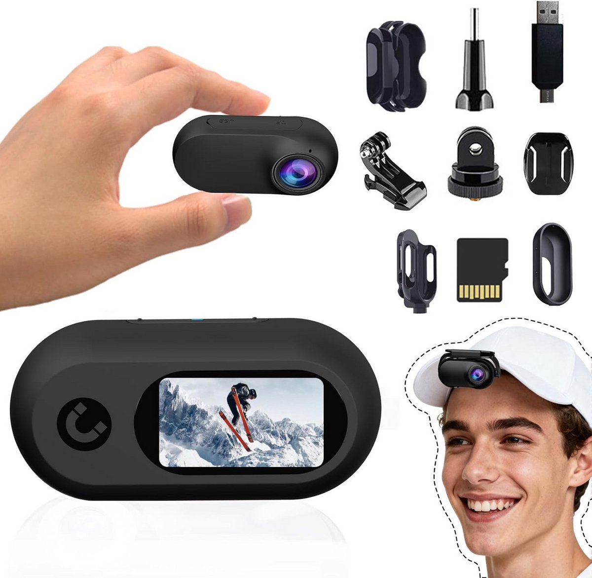 Mini Actie Camera - Draagbare Recorder - Momenten Vastleggen - Inclusief 32GB Kaart - Thumb Sized - Zwart