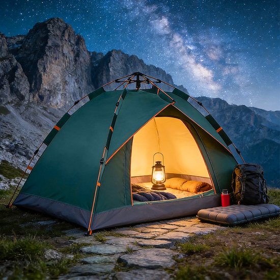 Jently tent - kampeertent - opklaptent - opvouwbare backpacktent - 2 persoons - 200 x 150 x 110 cm — afbeelding 5