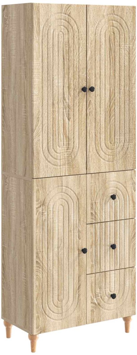 vidaXL Kast - Set - 2 - st - Sonoma - Eiken - 66 - x - 34,5 - x - 90 - cm - Bewerkt - hout Sonoma Eiken