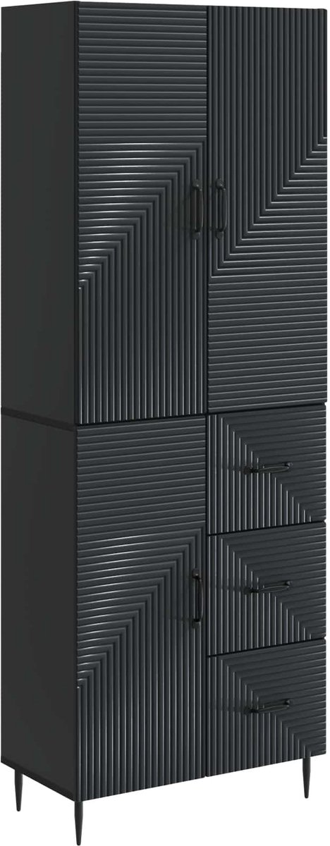 vidaXL Kast - Set - 2 - st - Zwart - Bewerkt - hout