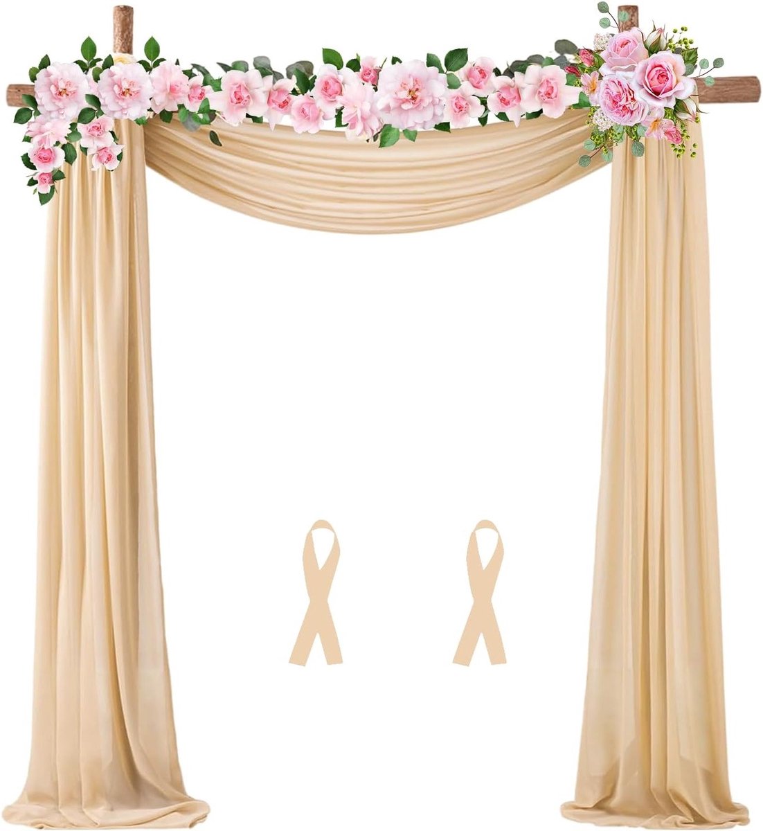Decoratieve Trouwgordijnen voor Ceremonies en Feesten - 75x600cm Achtergrond voor Babyshowers en Fotografie in Donker Champagne