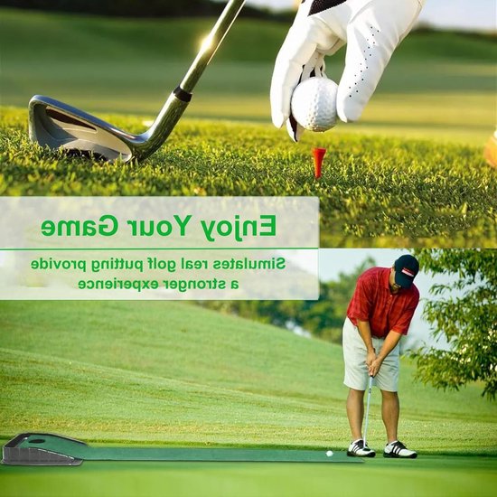 Draagbare Golf Putting Mat van 87" met Car Ball Return Track voor Indoor Oefeningen en Training in Tuin of Kantoor — afbeelding 4