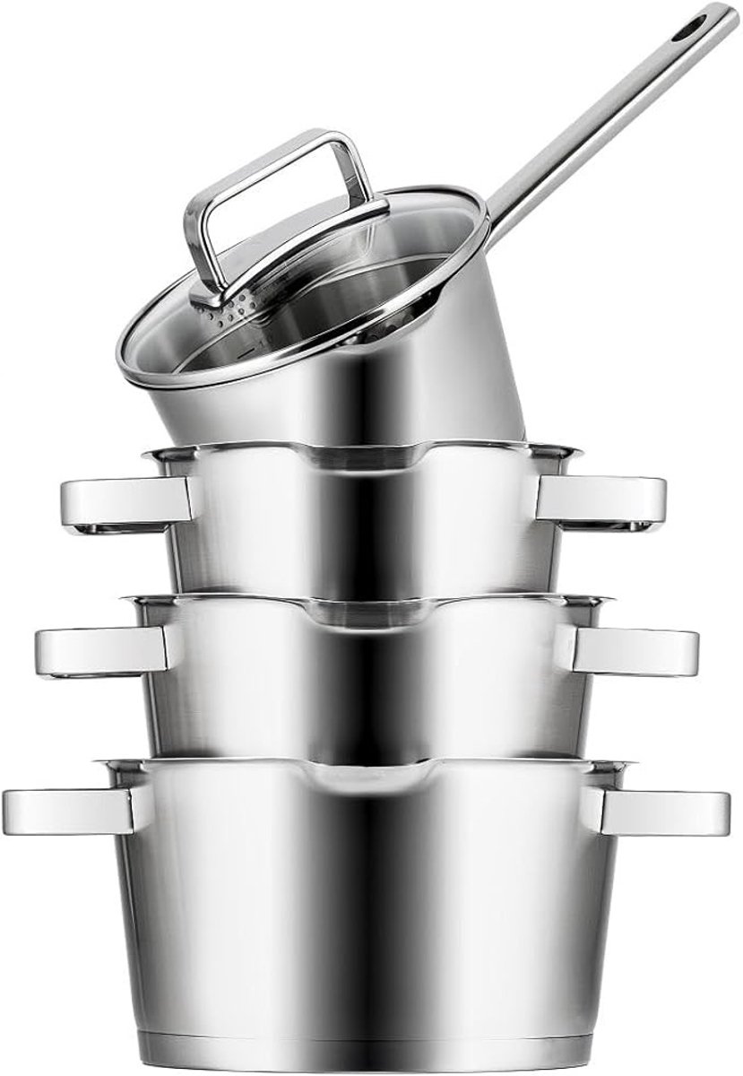 Pannenset Diamond 4-delig RVS - Kookpannen 16, 18, 20 cm & Steelpan 16 cm