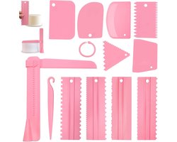 Taartdecoratie Set - Cake Scraper Set - Verstelbare Taartschraper - 12 Stuks - Kunststof Bakgereedschap - Taart Rand Gladmaken - DIY Taart Decoreren - Cream Cake Tools - Voor Thuis Bakken