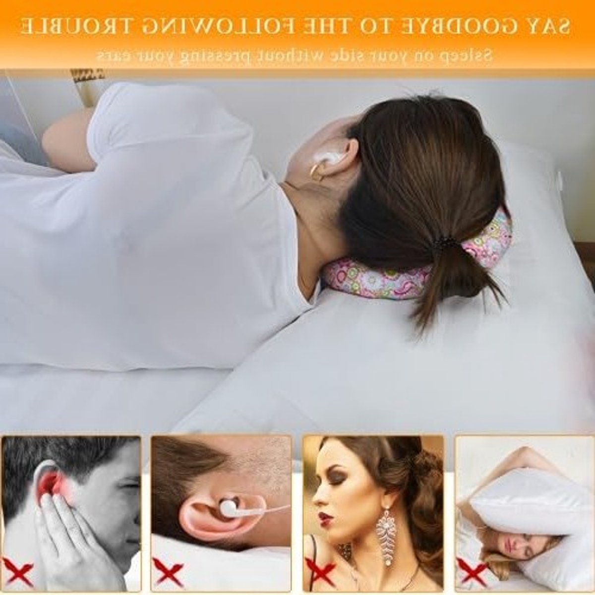 Comfortabele Oor Kussen voor Zijslapers, Donut Kussen met Ooropening, Pijnverlichting en Ondersteuning voor Oorpiercings