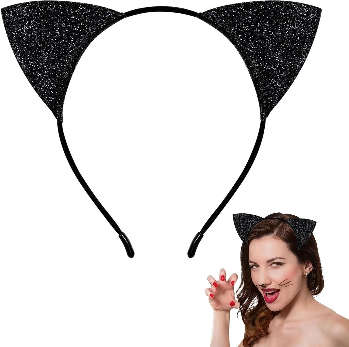 Zwarte kattenoren diadeem voor vrouwen en meisjes, perfect als carnaval accessoire en feestoutfit