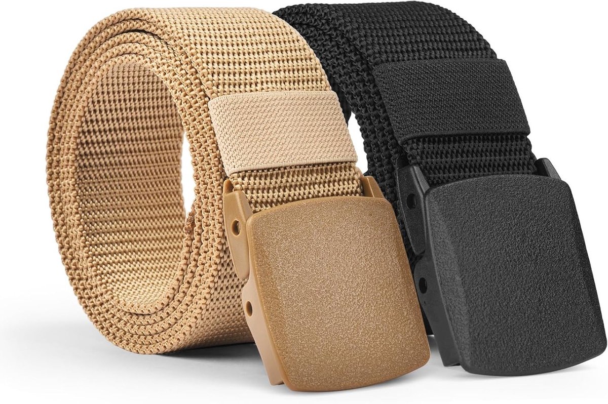 Verstelbare nylon canvas golfriem voor heren, op maat gemaakte webriem zonder gaten, khaki kleur, ideaal voor casual en sportieve outfits