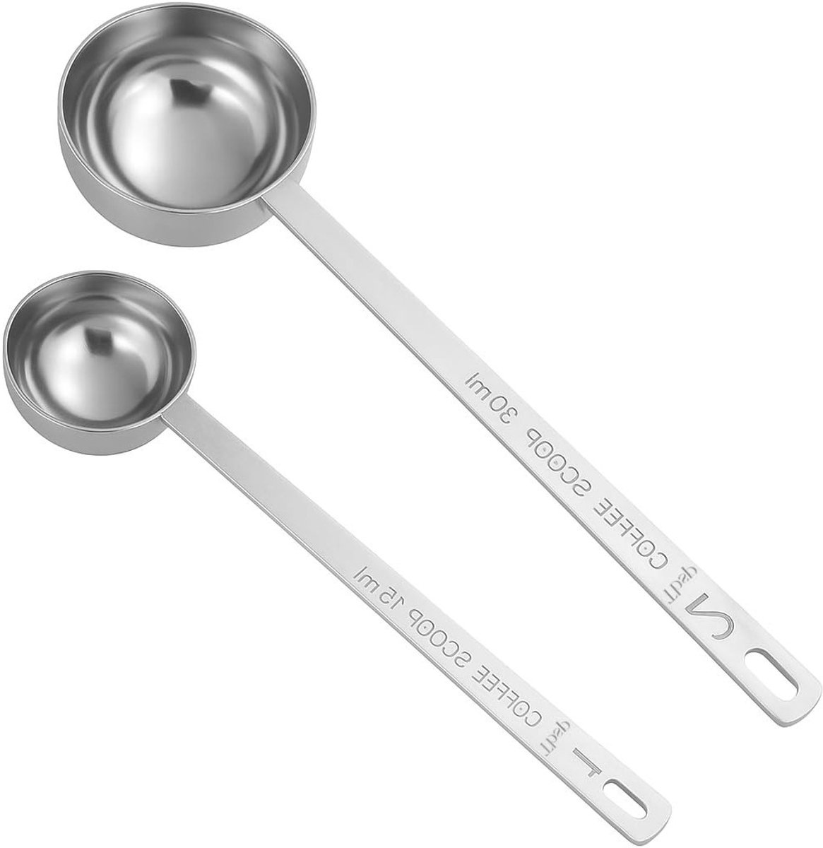 Set van 2 koffielepels 15 ml en 30 ml van hoogwaardig roestvrij staal – nauwkeurige maatlepels met antisliphandvat en duidelijke maatverdeling voor perfecte porties