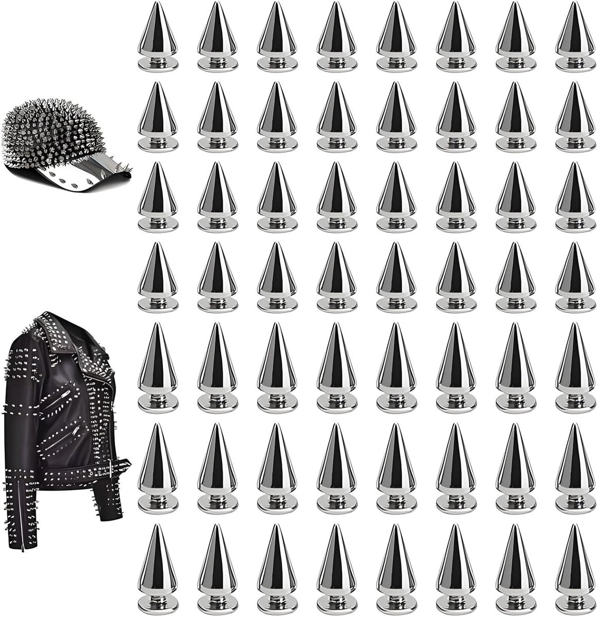 Decoratieve Spikes en Studs voor Kleding en Tassen - Punk Rock Schoenaccessoires, Roestvrij en Verkrijgbaar in 2 Maten, Perfect voor Leer en Mode