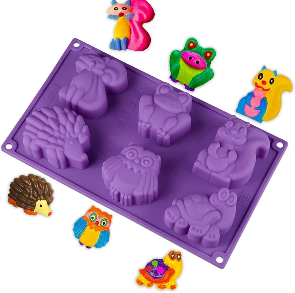 1 stuk Safari Dier Cakevorm Siliconen Bakvorm voor Wild Zoo Thema - Kikker, Vos, Schildpad, Egel, Uil, Eekhoorn, Chocolade, Jello, Zeep, Crayon, IJsblokjes en Taartdecoratie