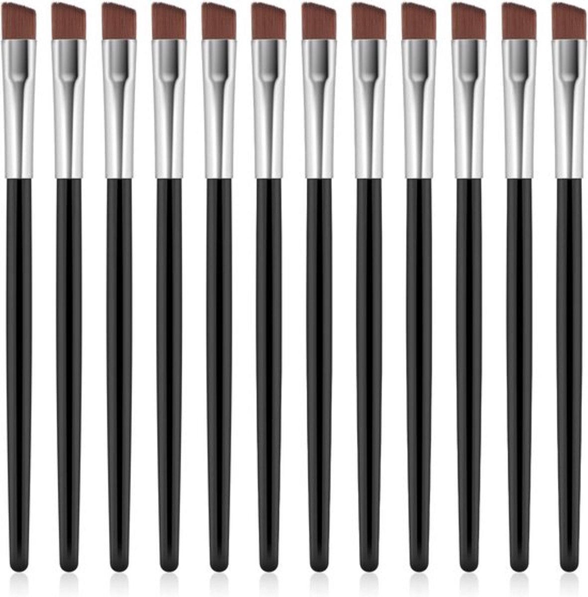 Make-upset: Wenkbrauw- en eyelinerkwasten, 12 stuks, zachte vezels, 12,3 cm
