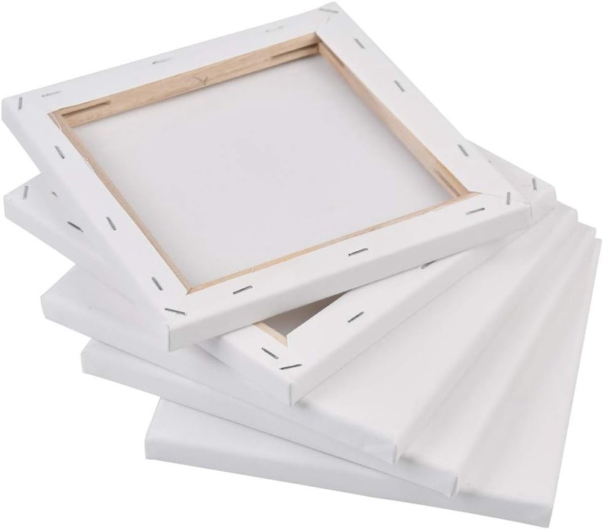 Pre-Stretched Canvas 20x20cm Set van 5 Witte Doeken voor Acrylverf, Olieverf en Gouache Schilderen