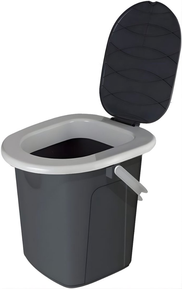 KAD® Camping Toilet - Draagbaar Toilet - Toiletemmer Met Deksel - Grijs - 38cm x 35cm x 37cm
