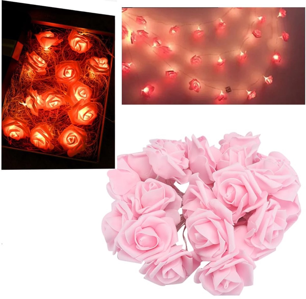 Dailygoods - Roze Lichtslingers met 20 LED's voor Decoratie