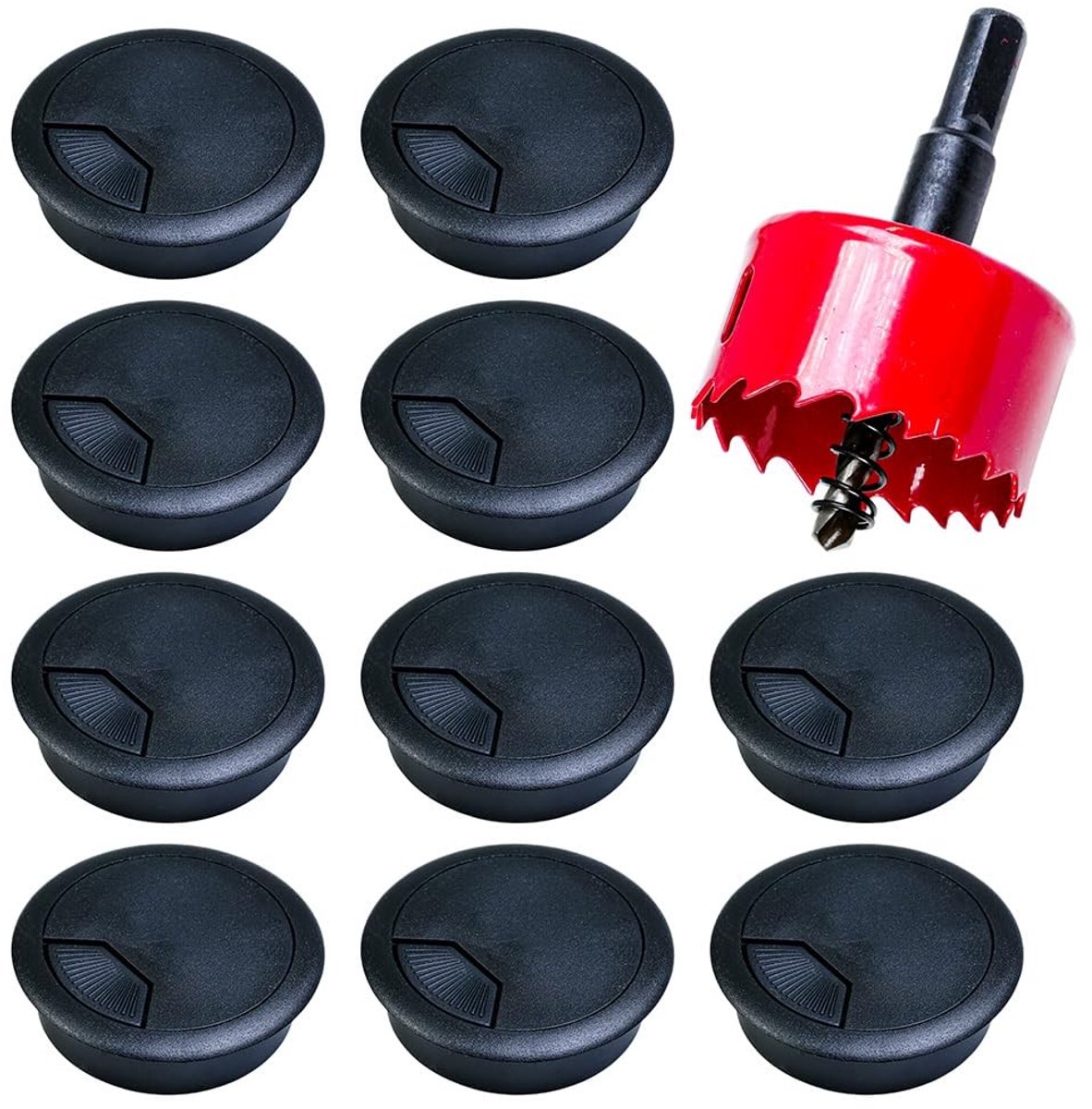Solidchoice - Dailygoody - Kabeldoorvoer - Kabelbeheer - Ideaal voor kantoor en thuis - Zwart - Tafelaccessoire - Bescherming voor kabels - Geschikt voor ronde tafe