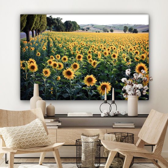 Peintures sur toile - Tournesol - Colline - Printemps - 120x80 cm - Décoration murale
