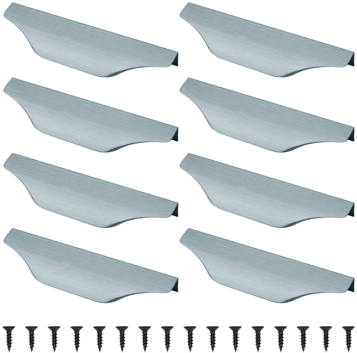 Dailygoods - Dailygoody - Bevestiging Vingerrand Trekhandvat - Handgrepen voor Meubels - Geborsteld Grijs - Aluminium Handvatten - Geschikt voor Keuken en Deur