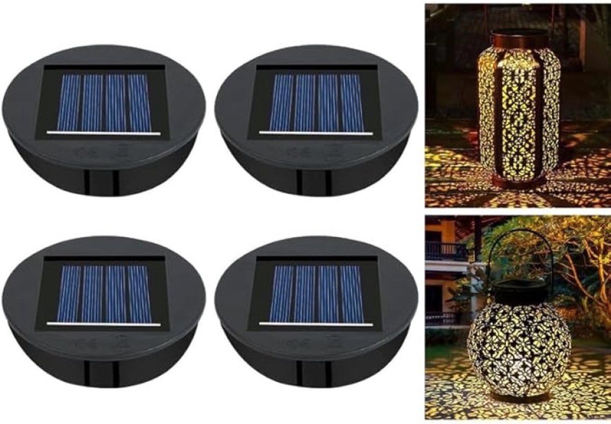 4 Zonnepanelen voor Buitenlantaarns - Vervangende Bovenkant - IP65 Waterdicht - 8 cm